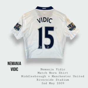 Nemanja Vidic Match Worn Manchester United Premier League Shirt 2008 - 2009 Season