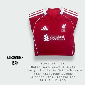 Alexander Isak Match Worn Liverpool Shirt & Worn Boots UEFA Champions League 2025 - 2026 Season
