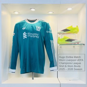 Hugo Ekitike Match Worn Liverpool UEFA Champions League Shirt & Worn Boots 2025 - 2026 Season