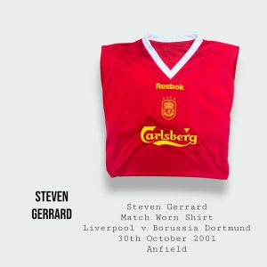 Steven Gerrard Match Worn Liverpool UEFA Champions League Shirt 2001 - 2002 Season