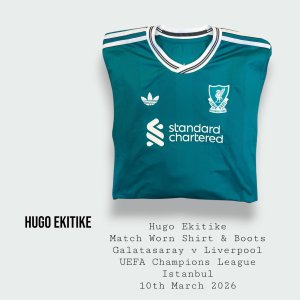 Hugo Ekitike Match Worn Liverpool UEFA Champions League Shirt & Worn Boots 2025 - 2026 Season