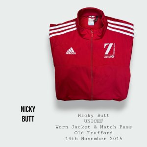 Nicky Butt Worn & Used UNICEF Match Jacket & Player Pass Manchester 2015