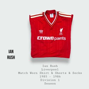 Ian Rush Match Worn Liverpool Shirt & Shorts & Socks 1985 - 1986 Season