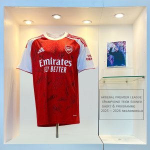 Arsenal Premier League Champions Team Signed Shirt & Programme 2025 - 2026 Season
