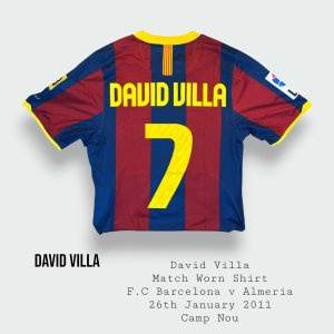 David Villa Match Worn F.C Barcelona Shirt 2010 - 2011 Season