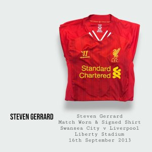 Steven Gerrard Match Worn & Signed Liverpool Premier League Shirt 2013 - 2014 Season ( 400th Match as Liverpool Captain Shirt )