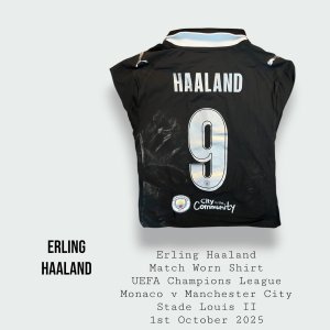 Erling Haaland Match Worn Manchester City UEFA Champions League Shirt 2025 - 2026 Season