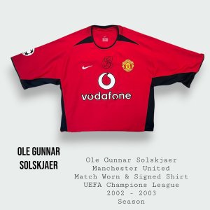 Ole Gunnar Solskjaer Match Worn & Signed Manchester United UEFA Champions League Shirt 2002 - 2003 Season