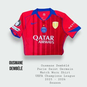 Ousmane Dembélé Match Worn Paris Saint Germain Champions League Shirt 2025 - 2026 Season