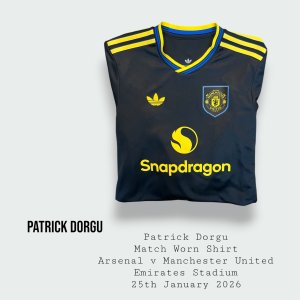 Patrick Dorgu Match Worn Manchester United Premier League Shirt 2025 - 2026 Season