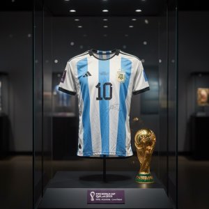 Lionel Messi Signed Argentina World Cup Final Shirt & Winners Medal Qatar 2022