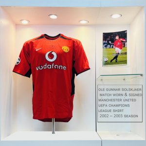 Ole Gunnar Solskjaer Match Worn & Signed Manchester United UEFA Champions League Shirt 2002 - 2003 Season