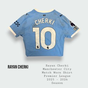 Rayan Cherki Match Worn Manchester City Premier League Shirt 2025 - 2026 Season