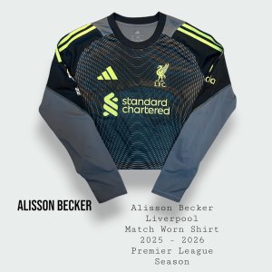 Alisson Becker Liverpool Premier League Match Worn Shirt 2025 - 2026 Season