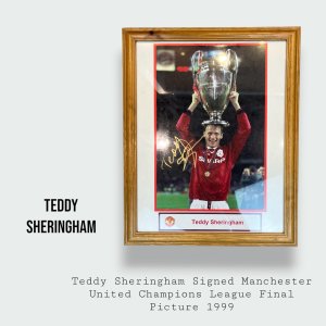 Teddy Sheringham Signed Manchester United Champions League Final Picture 1999