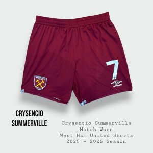 Crysencio Summerville Match Worn West Ham United Shorts 2025 - 2026 Season