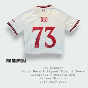Rio Ngumoha Match Worn & Signed Liverpool Shirt & Worn Boots 2026 - 2027 Season