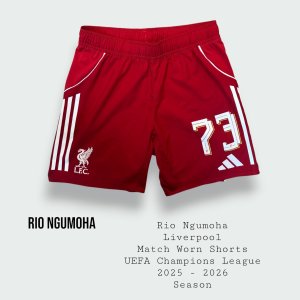 Rio Ngumoha Match Worn Liverpool UEFA Champions League Shorts 2025 - 2026 Season