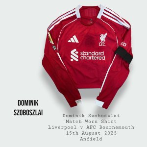 Dominik Szoboszlai Match Worn Liverpool Premier League Shirt 2025 - 2026 Season